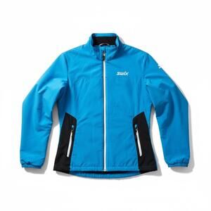 Swix Nordic Ski Training Jacket Women M Blue Athletic Running Softshell